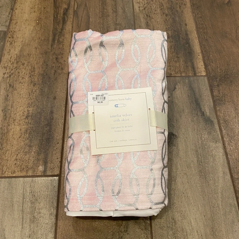 Amelia Velvet Crib Skirt (Blush) - PBK
